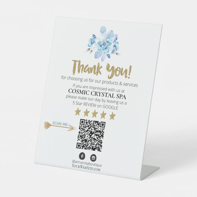 *~* QR AP8 FLORAL Review Logo DANKEN Sie Crystal Sockelschild (Vorderseite)