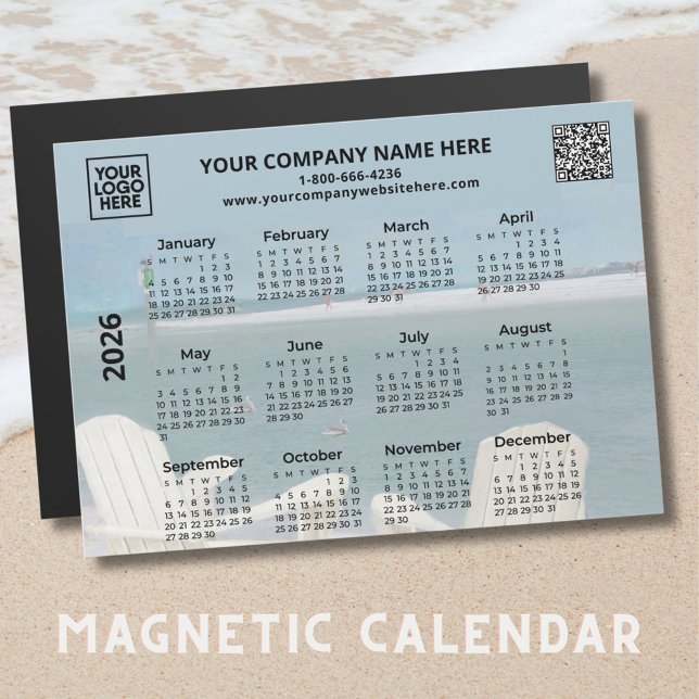 QR Beach Calendar Magnet für 2026-Firmenlogo (Von Creator hochgeladen)