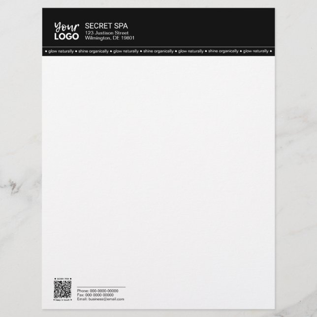 QR Black Border Modernes Berufliches Firmenlogo Briefbogen (Vorderseite)