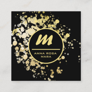 *~* QR Black Gold Glitzer Dramatischer Elegant AP6 Quadratische Visitenkarte