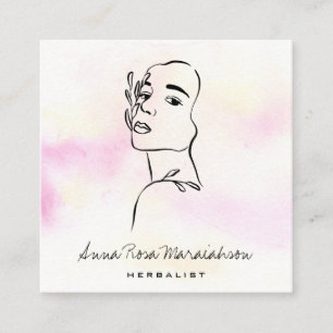 *~* QR Botanische Frauenline Art Goddess Greenerie Quadratische Visitenkarte