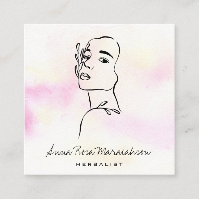 *~* QR Botanische Frauenline Art Goddess Greenerie Quadratische Visitenkarte (Vorderseite)