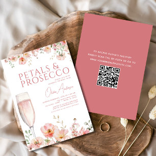 QR Brautparty Wildblume Petals & Prosecco Einladung