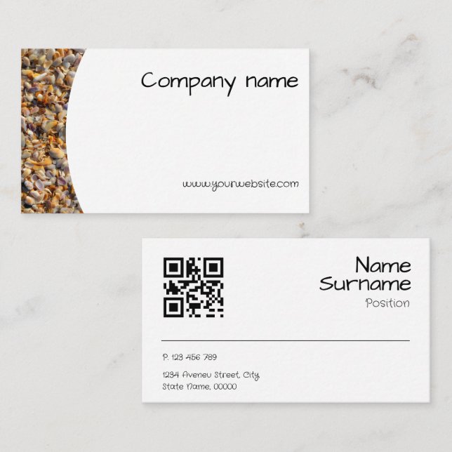 QR Business Card für Minimalistische Muscheln Visitenkarte (Vorne/Hinten)