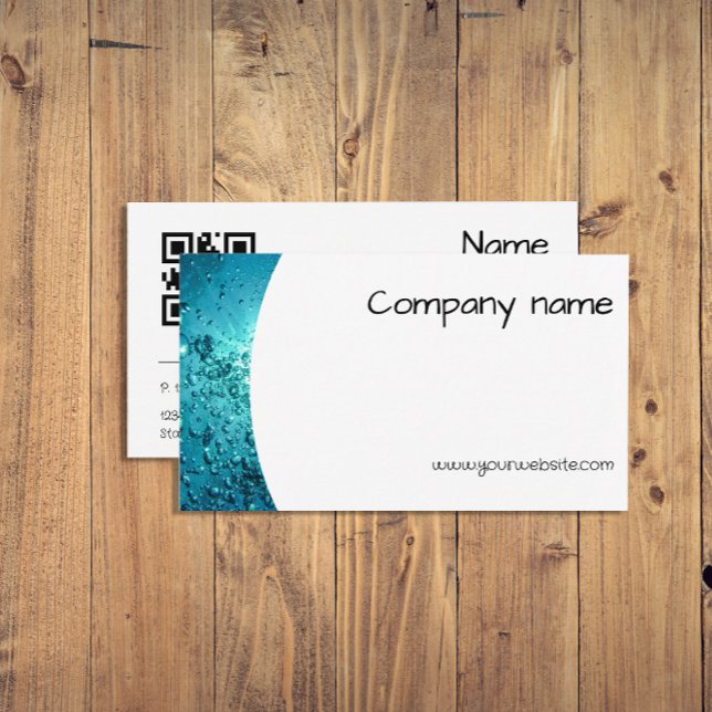 QR Business Card für Minimalistisches Meereswasser Visitenkarte (Von Creator hochgeladen)