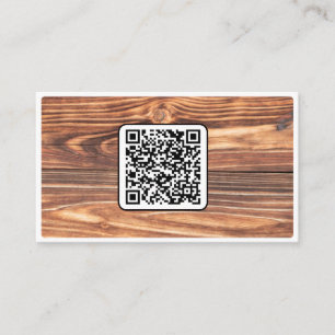 QR-Code 100% Bio Holzstil auf Weiß Visitenkarte