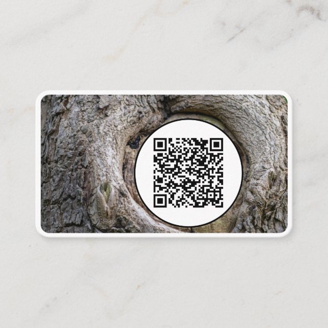 QR-Code 100% Bio Holzstil auf Weiß Visitenkarte (Vorderseite)