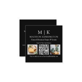 QR-Code-2-Foto für Monogramme oder Add-Logos Quadratische Visitenkarte