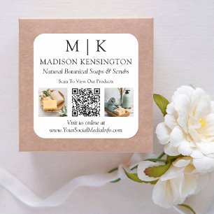 QR-Code-2-Foto für Monogramme oder Add-Logos Quadratischer Aufkleber