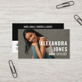 Qr Code 2 Soziale Icons Vorlage für Haarstil Visitenkarte