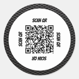 QR Code 360 Einfaches Chic Black Carbon Muster Rah Runder Aufkleber