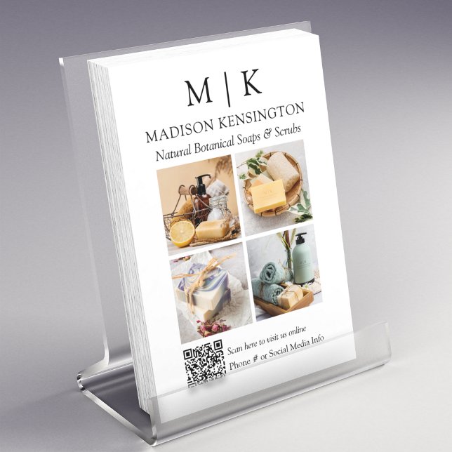 QR-Code 4-Foto für Monogramme oder Add-Logos Flyer (Edit to Customize text, colors and more)