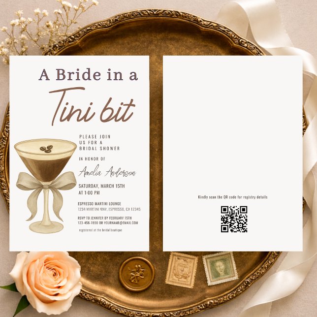 QR Code A Bride in a Tini Bit Bridal Shower Einladung (Von Creator hochgeladen)