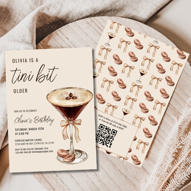 QR Code A Tini Bit Ältere Espresso Martini Geburts Einladung (Von Creator hochgeladen)