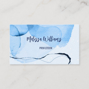 QR-Code   Abstrakt Art Blue Watercolor Visitenkarte