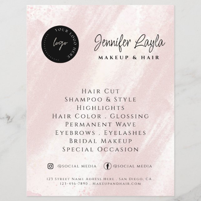 QR-Code | Abstrakt Blush Pink Beauty Boho Flyer (Vorne)