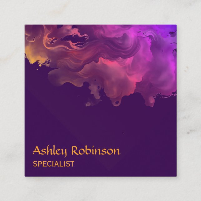 QR-Code abstrakte Samt-Aquarell-Visitenkarte Quadratische Visitenkarte (Vorderseite)