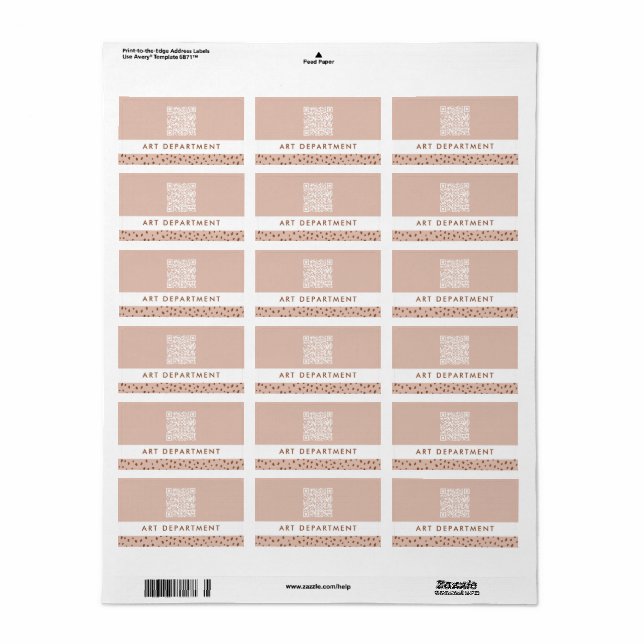 QR CODE-Abteilung für beige- und braun-beige-braun Adressaufkleber (Vorne)