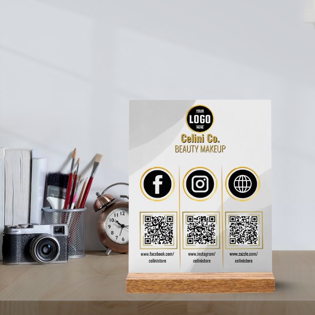QR-Code Akryllische Schrift für Social Media - Maß Acrylschild (Social Media QR Code Acrylic Sign - Custom Beauty)