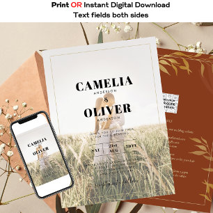 QR Code All-in-1 Rustic Terracotta GOLD Wedding Einladung
