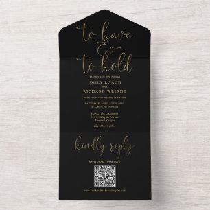 QR-Code als Black and Gold Hochzeit zu haben und z All In One Einladung