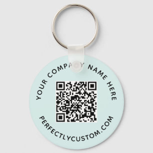 QR code and custom text light aqua blue Schlüsselanhänger