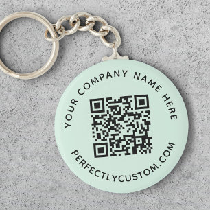 QR code and custom text light mint green Schlüsselanhänger