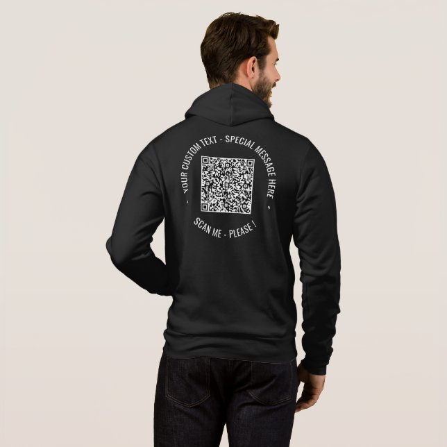 QR Code and Custom Text Your Promotional Hoodie (Schwarz voll)