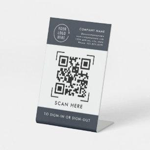 QR-Code-Anmeldung   Geschäft Logo berührungslos Sockelschild