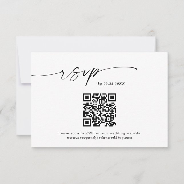 QR-Code-Antwortkarte | Minimalistische Hochzeit RS Dankeskarte (Vorderseite)