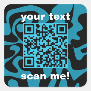 QR-Code Aquamarin und schwarz-hell modern Quadratischer Aufkleber