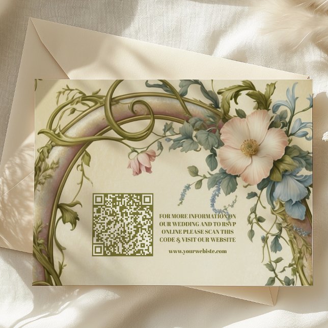QR Code Art Nouveau Wildblume Wedding Begleitkarte (Von Creator hochgeladen)