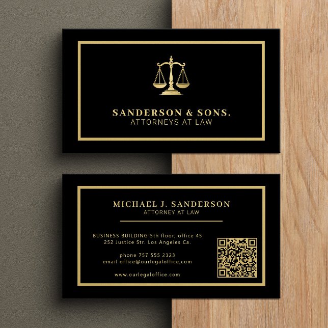 QR code attorney lawyer professional gold black Visitenkarte (Von Creator hochgeladen)