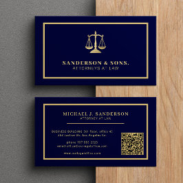 QR code attorney lawyer professional gold navy Visitenkarte