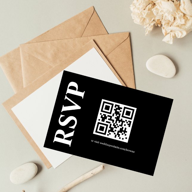 QR-CODE auf Basis von Minimalistischem Schwarzweiß RSVP Karte (Von Creator hochgeladen)