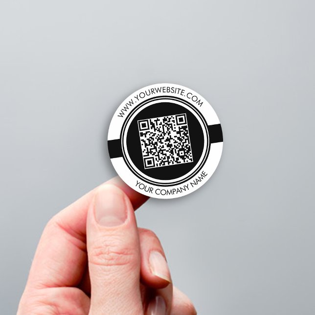 QR-Code-Aufkleber für Schwarz und Weiß Runder Aufkleber (Von Creator hochgeladen)