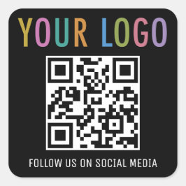 QR-Code-Aufkleber für soziale Medien mit Logo-Schw Quadratischer Aufkleber