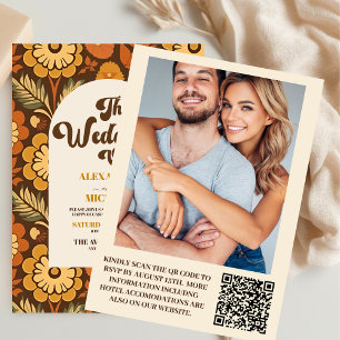 QR-Code Aztec Tribal Braun Ethnische Westliche Hoc Einladung
