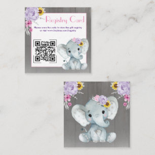 QR Code Baby Elephant Registry Lila rosa gelb Begleitkarte