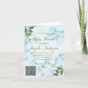 QR Code Baby Girl Shower Einladung aus weißem Marm