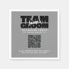 QR Code Bachelor Party Buy Drink Team Groom Brews Serviette