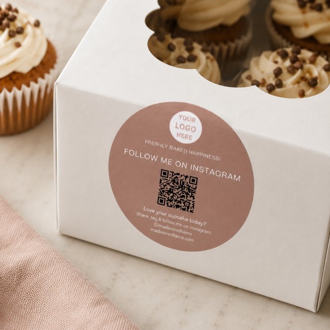 QR-Code-Bäckerei-Logo-Aufkleber Runder Aufkleber (QR Code Bakery Logo Business Sticker)