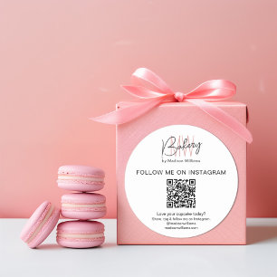 QR-Code-Bäckerei-Monogramm-Logo-Aufkleber Runder Aufkleber