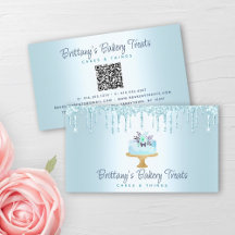 QR Code Bäckerei Türkis Glitzer Tropfen Dessert