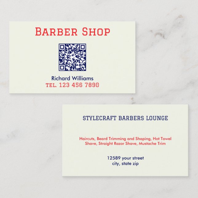QR-Code Barber Haarstylist Visitenkarte (Vorne/Hinten)