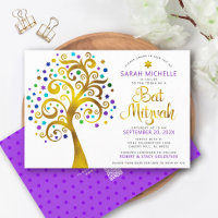QR-Code Bat Mitzvah Lila Goldbaum des Lebens kühl