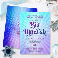 QR-Code Bat Mitzvah Retro Blue Lila Gradient Fun