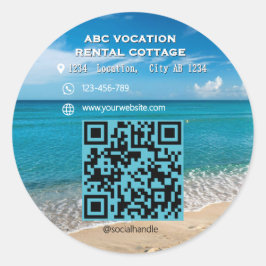 QR Code Beach Eleganter Wellness-Center Travel Runder Aufkleber