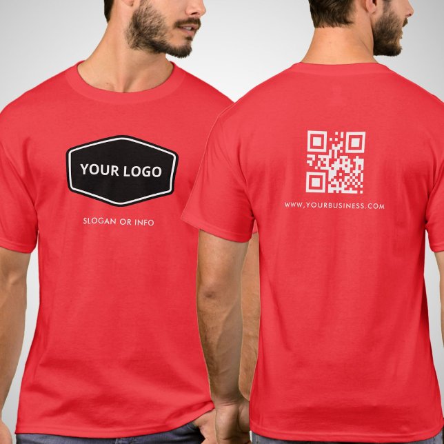 QR-Code Benutzerdefiniert und Werbefirmen-Logo Red T-Shirt (Von Creator hochgeladen)