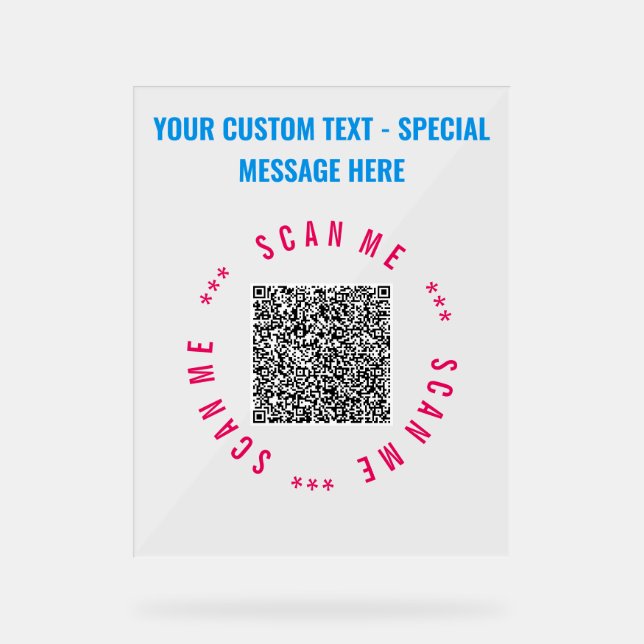 QR-Code Benutzerdefinierte Text-Tabelle Zelt-Signi Acrylschild (Vorderseite)